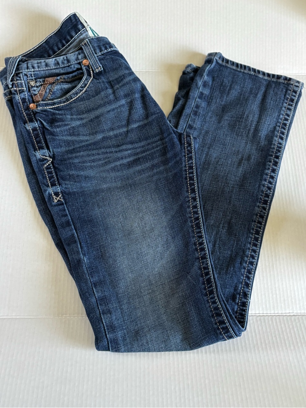Ariat Men’s Indigo Washed Slim Straight Jeans - Picture 6 of 12